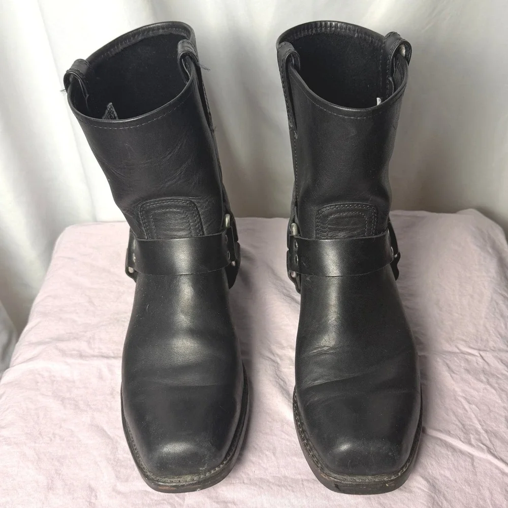 VTG Frye Harness 8R Men's 11M Black Leather Engineer Boots Made in USA Moto Work
